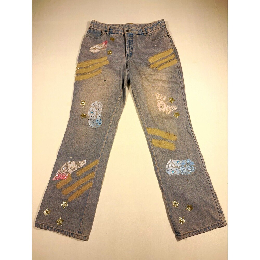 Vintage Newport News Jeanology Embellished Straight Leg Jeans Size 12